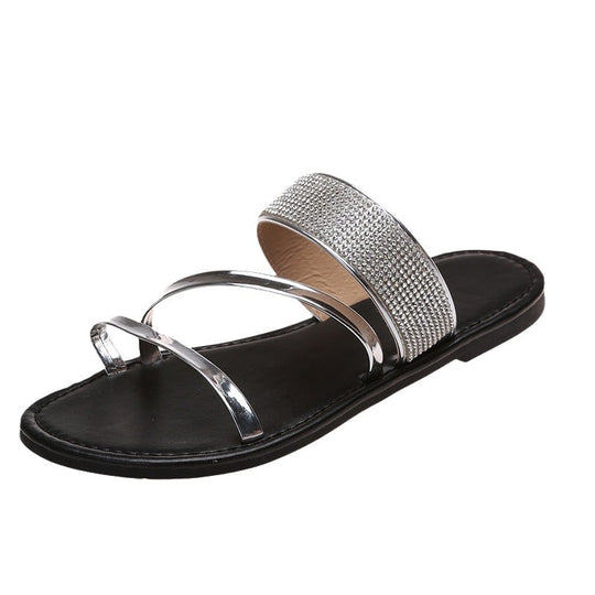 Damen Glitzernde Riemensandalen mit eleganter Zierde EB