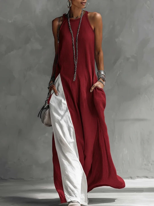 Damen Lässiges Maxikleid mit asymmetrischem Schnitt und tiefem Rückenausschnitt EB