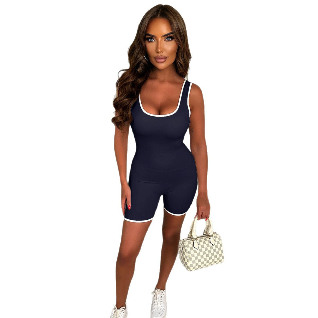Damen Sportlicher Jumpsuit mit dekorativen Kontrastnähten und figurformendem Schnitt EB