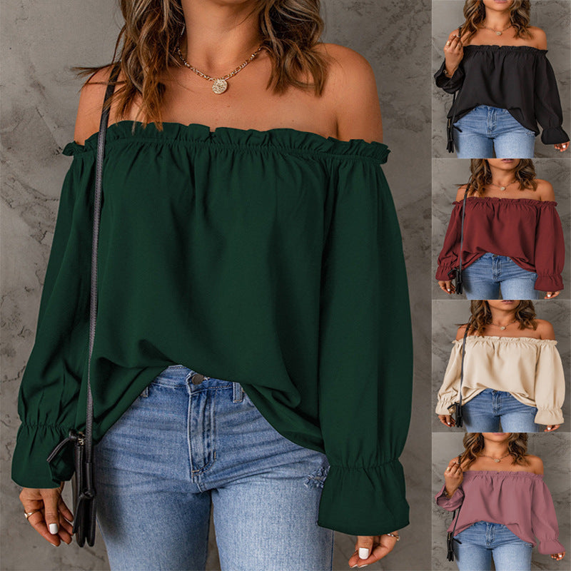 Damen Off-Shoulder Bluse mit Rüschendetails EB