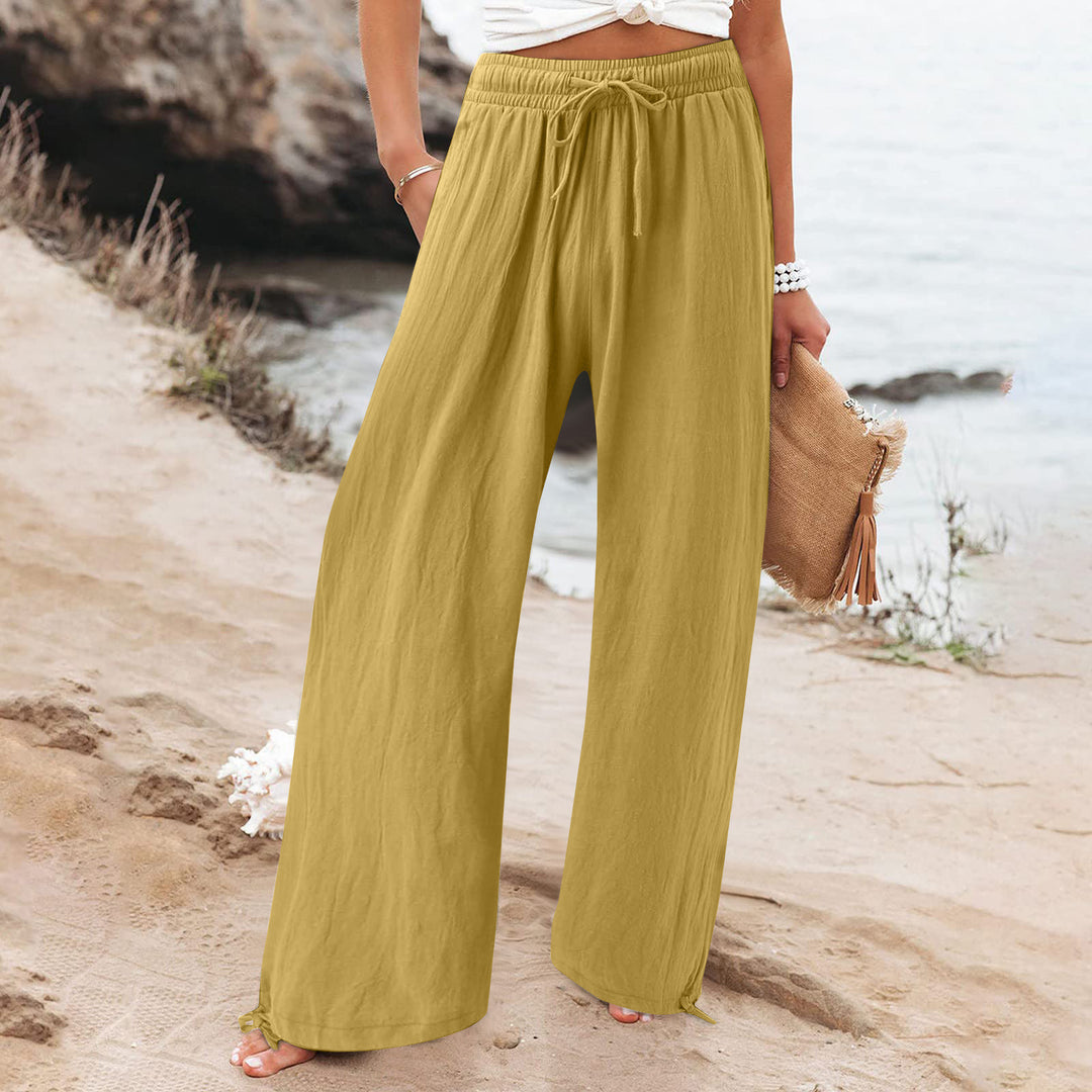 Damen Weite hose mit elastischem Bund und praktischen Taschen EB