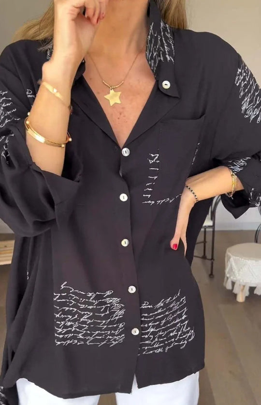 Damen Bluse mit modernem Schreibdesign und lockerer Passform EB