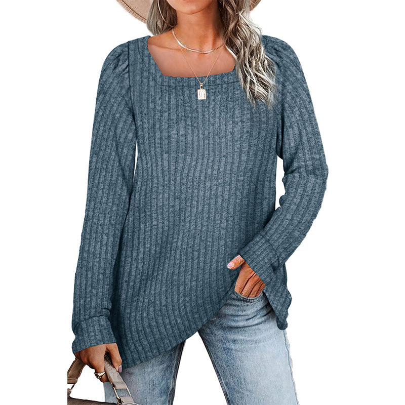 Damen lässiger Strickpullover mit weitem Schnitt und modernem Rippenmuster EB