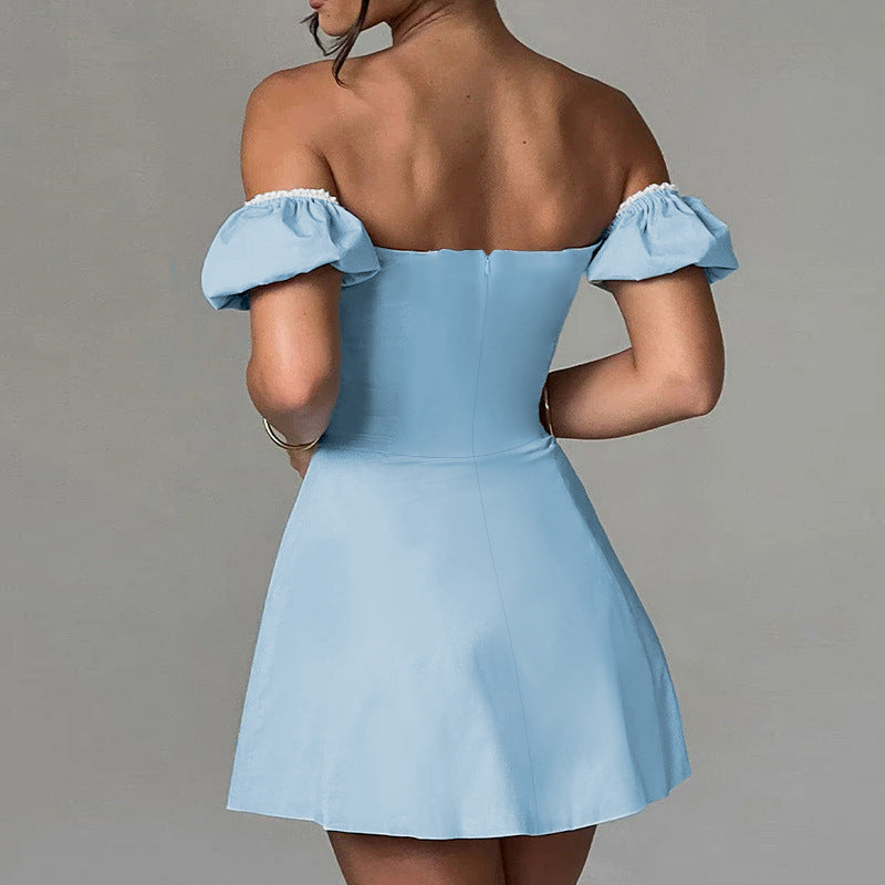 Damen Off-Shoulder Kleid mit Rüschendetails EB