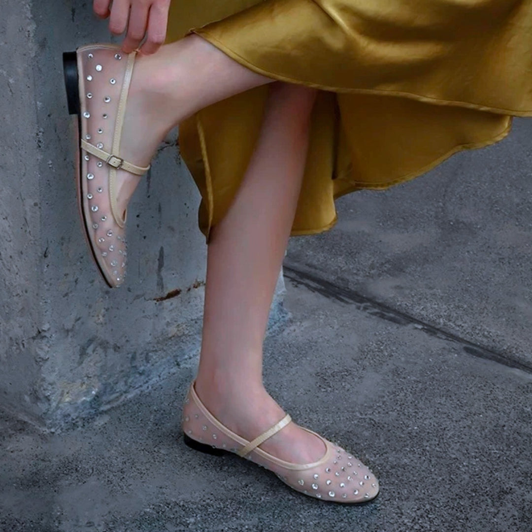Damen Ballerinas mit funkelnden Strassdetails und komfortablem Fußbett EB