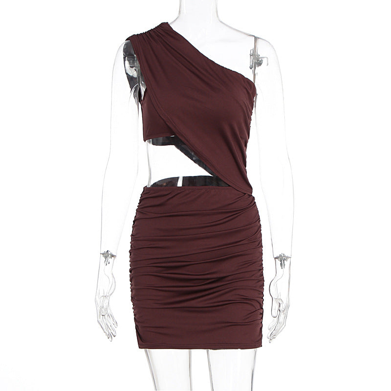 Damen figurbetontes Minikleid mit asymmetrischem Design und raffinierten Drapierungen EB