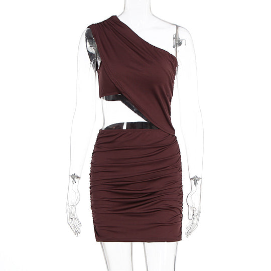 Damen figurbetontes Minikleid mit asymmetrischem Design und raffinierten Drapierungen EB