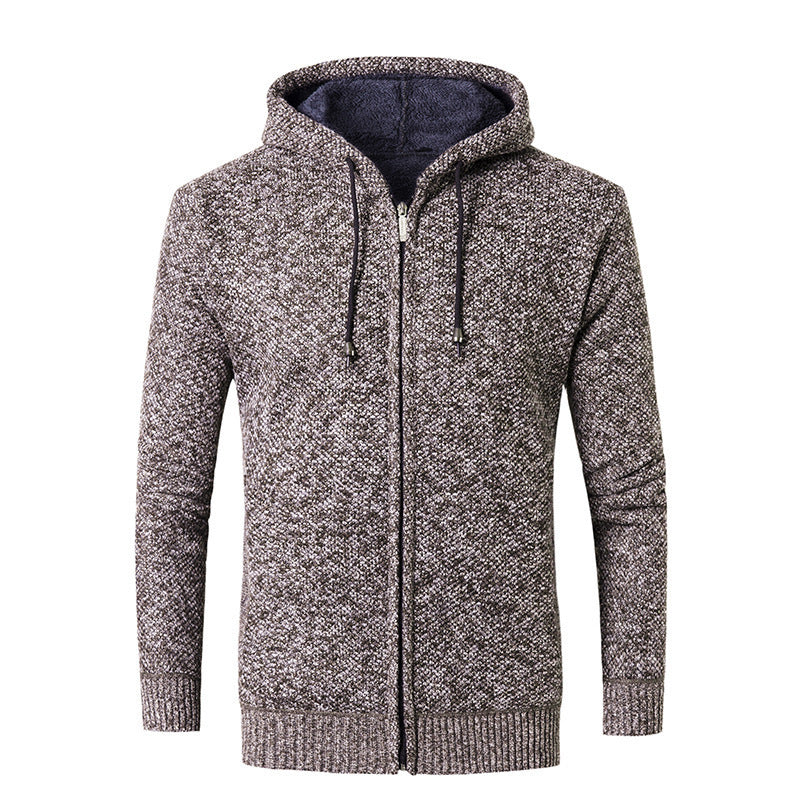 Herren moderne Strickjacke mit Kapuze und weichem Innenfutter EB