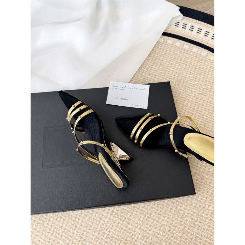 Damen elegante Zehentrenner-Sandalen mit dekorativen Riemen EB