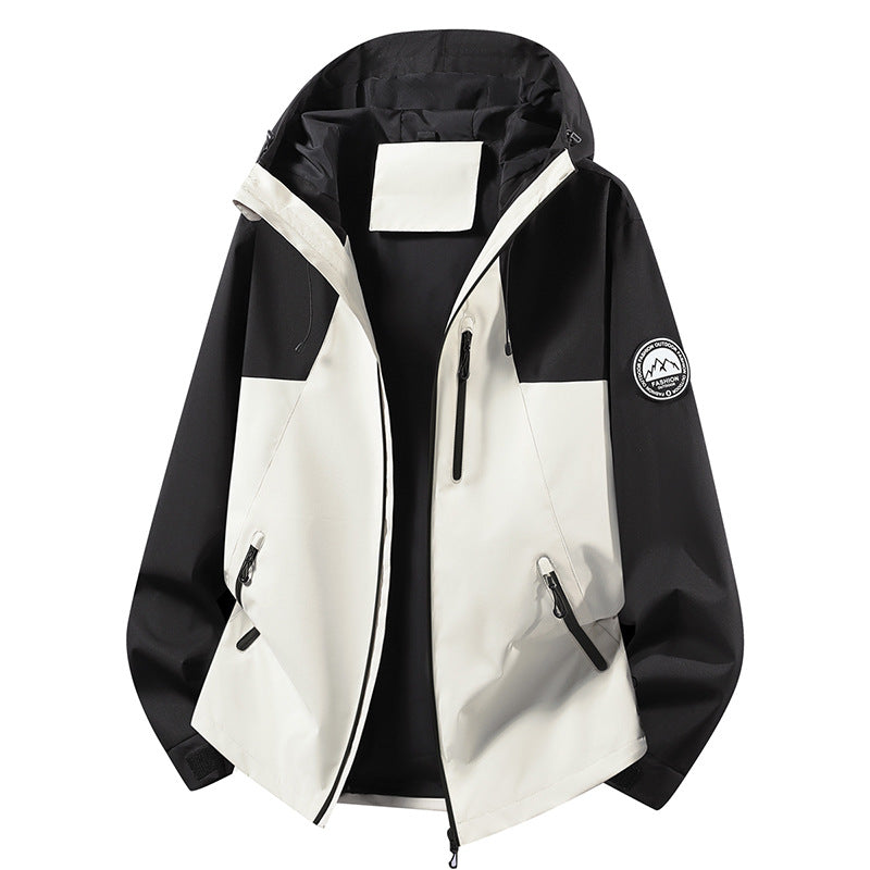 Unisex ultraleichter wasserdichter Kapuzenblouson mit verschweißten Nähten und Brust-Reißverschluss EB