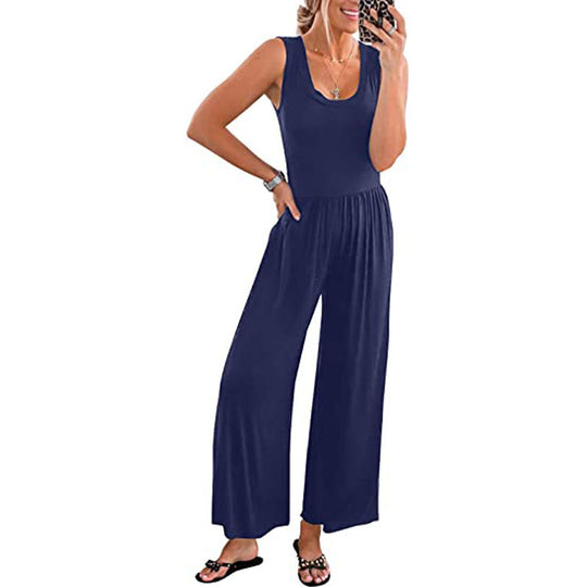 Damen Weit geschnittener Jersey-Jumpsuit EB