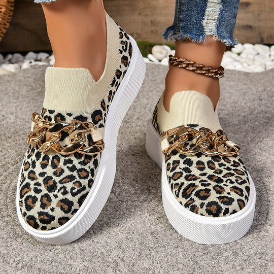 Damen Modische Slip-On Sneakers mit elegantem Ketten-Detail EB