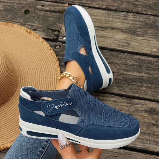 Damen Lässige Slip-On Sneakers mit atmungsaktivem Strickdesign und leicht dämpfender Sohle EB