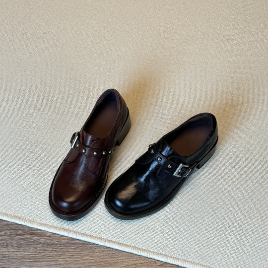Damen modische Plateau-Schuhe mit dekorativen Riemen und komfortablem Blockabsatz EB