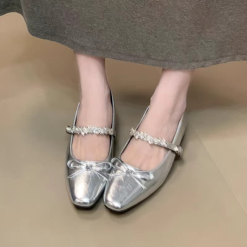 Damen Ballerinas mit eleganter Riemchenverzierung und schimmerndem Finish EB