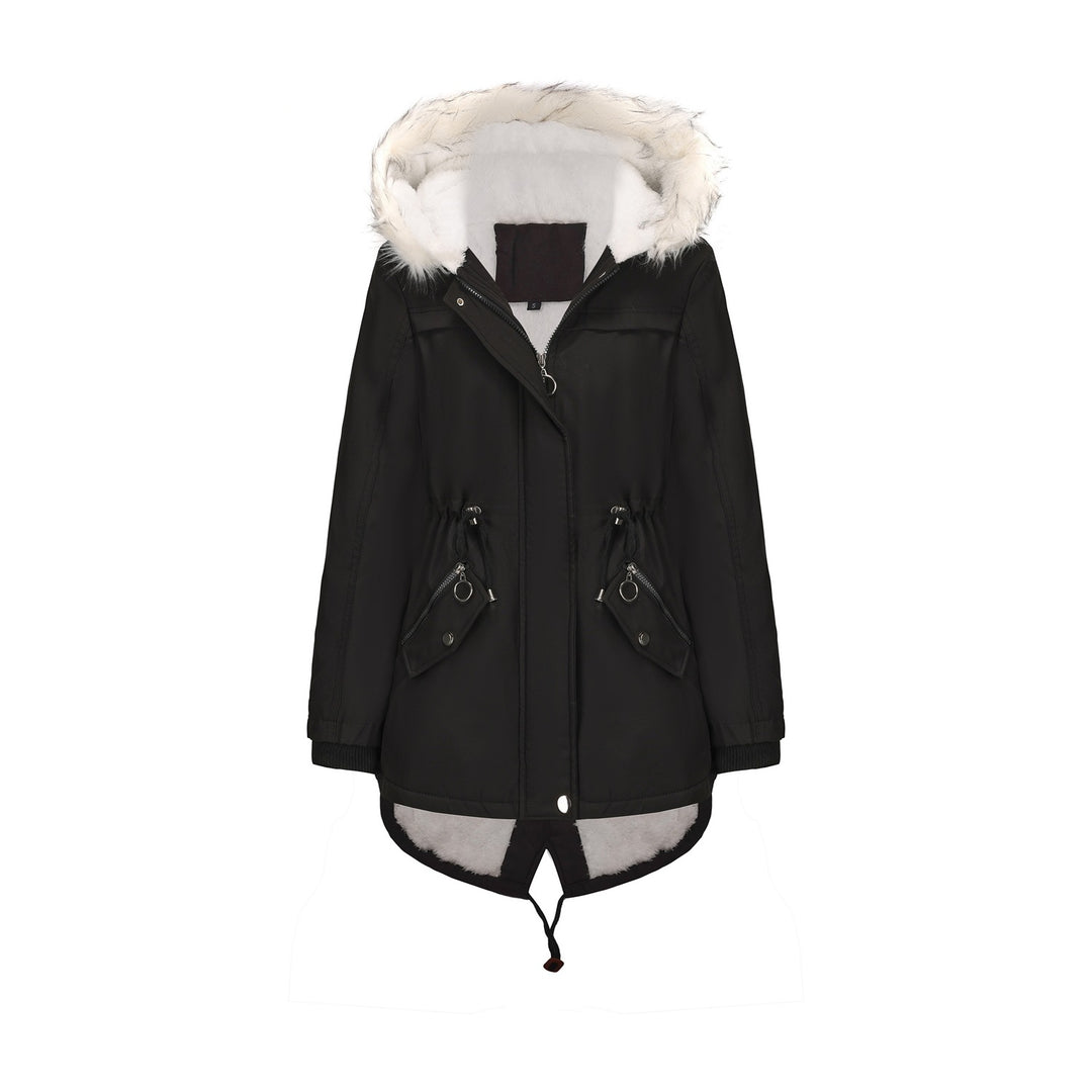Damen modische Übergangsjacke mit kuscheligem Innenfutter und verstellbarem Bund EB