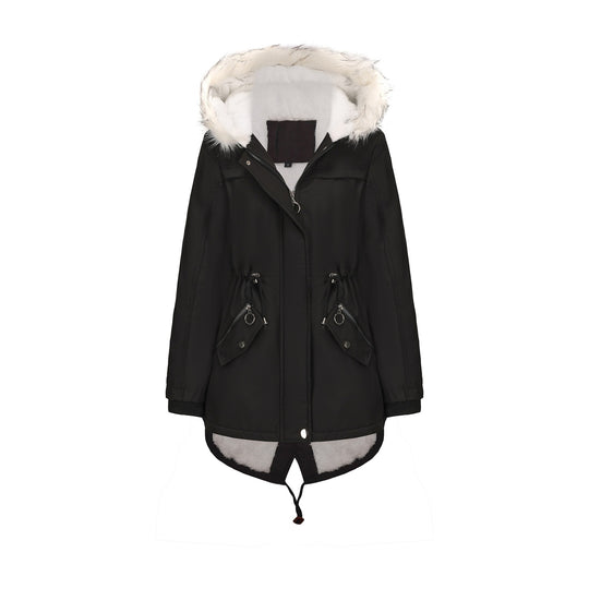 Damen modische Übergangsjacke mit kuscheligem Innenfutter und verstellbarem Bund EB