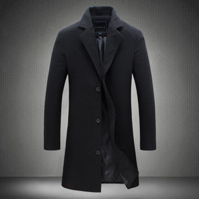 Herren nan schlanker Chesterfield-Mantel mit klassischem Revers, gesteppter Innenfutter und Seitentaschen EB