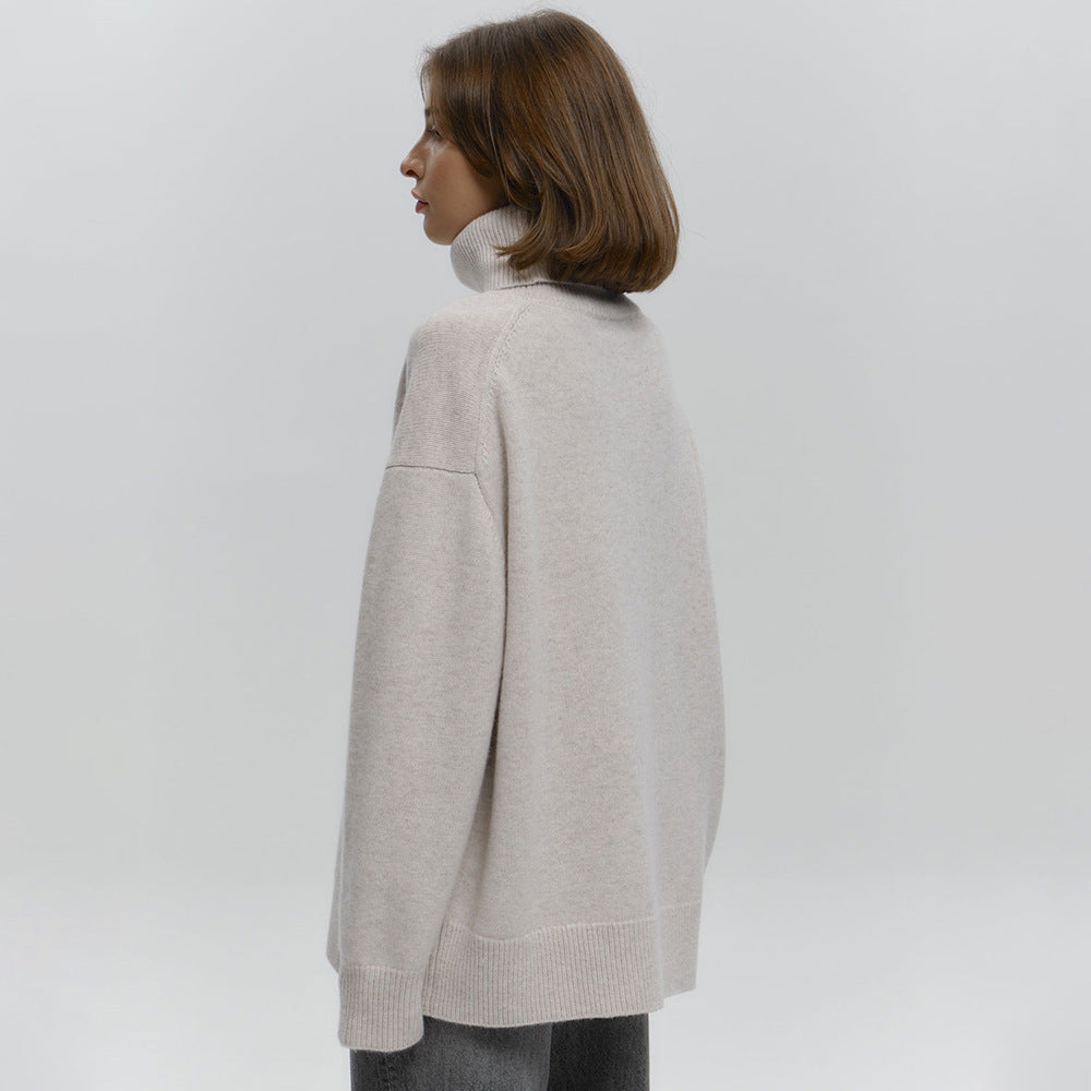 Damen Overgröße Rollkragenpullover aus weicher Wolle EB