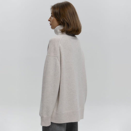 Damen Overgröße Rollkragenpullover aus weicher Wolle EB