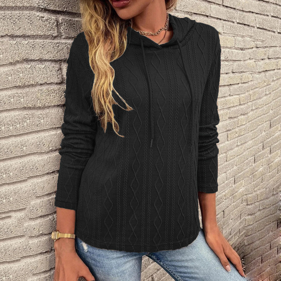 Damen Kapuzensweatshirt mit strukturiertem Zopfmuster EB