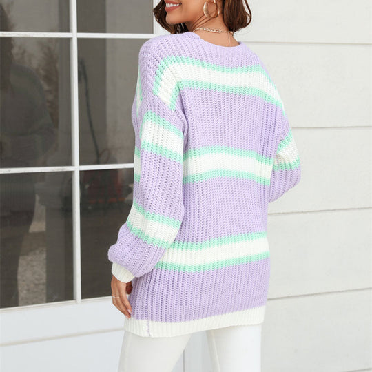 EB | Cardigan mit Streifen Weiche Strickware Lässiger und Farblicher Look