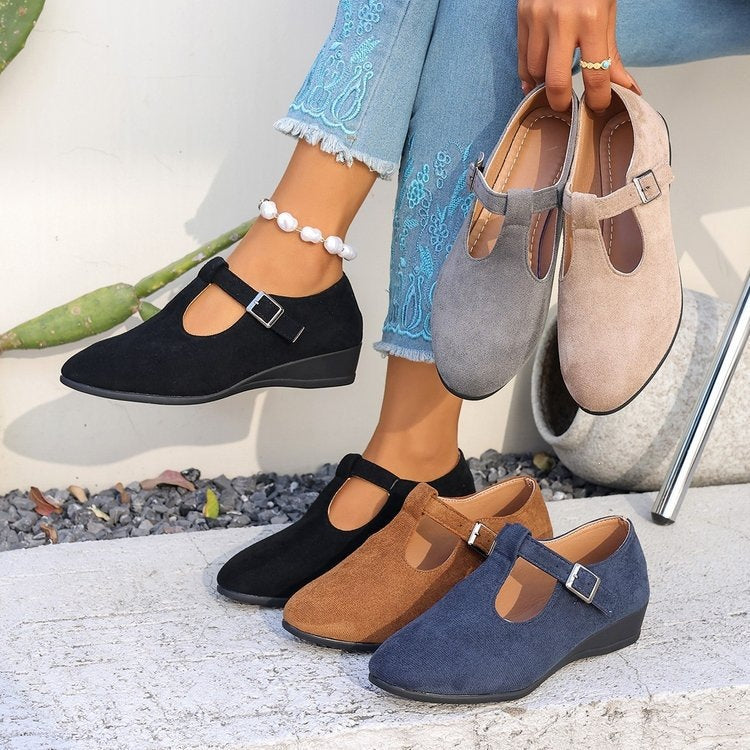 Damen Wedge-Pantoletten mit modischem Schnallen-Design EB