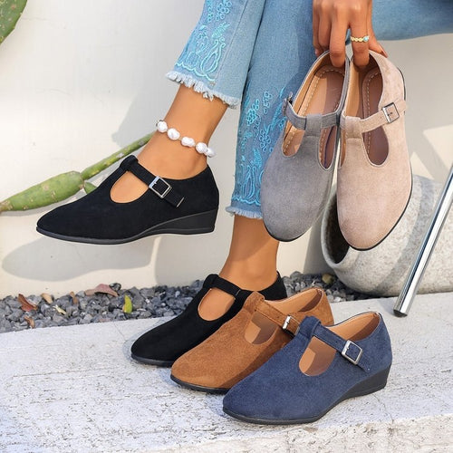 Damen Wedge-Pantoletten mit modischem Schnallen-Design EB