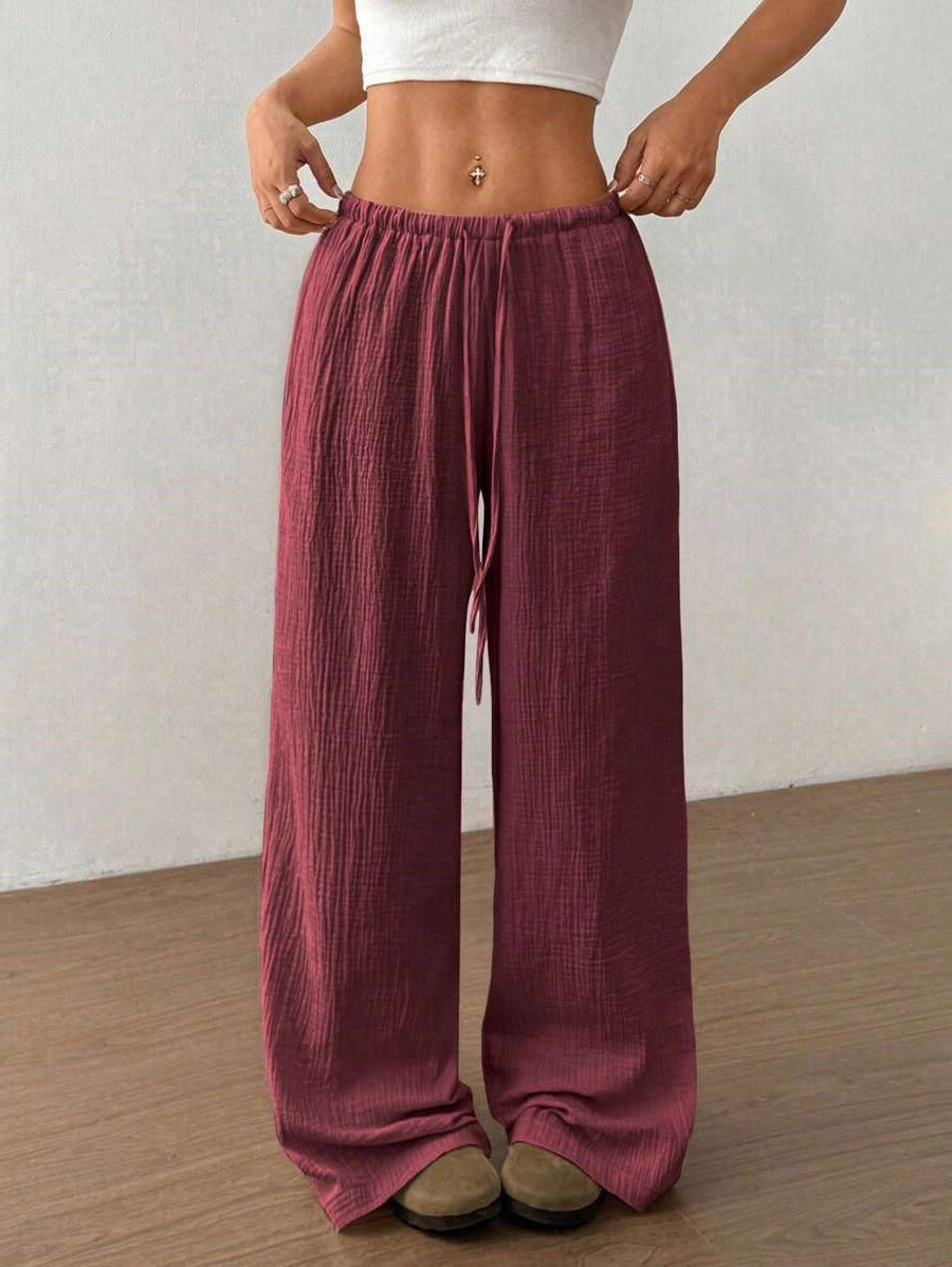 Damen Weite Sommerhose mit elastischem Bund und lockerem Schnitt EB