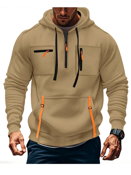 Herren modischer Kapuzenpullover mit funktionalen Reißverschlusstaschen EB