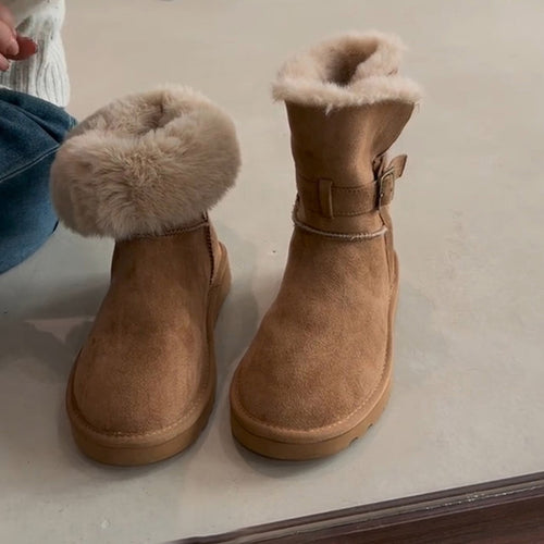Damen Kuschelige Winterboots mit weichem Kunstfellkragen und robuster Sohle EB
