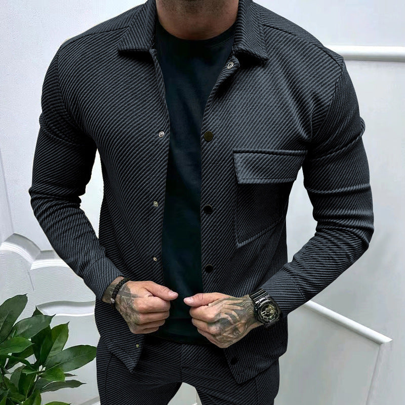 Herren modische Jacke mit strukturiertem Design und praktischen Taschen EB