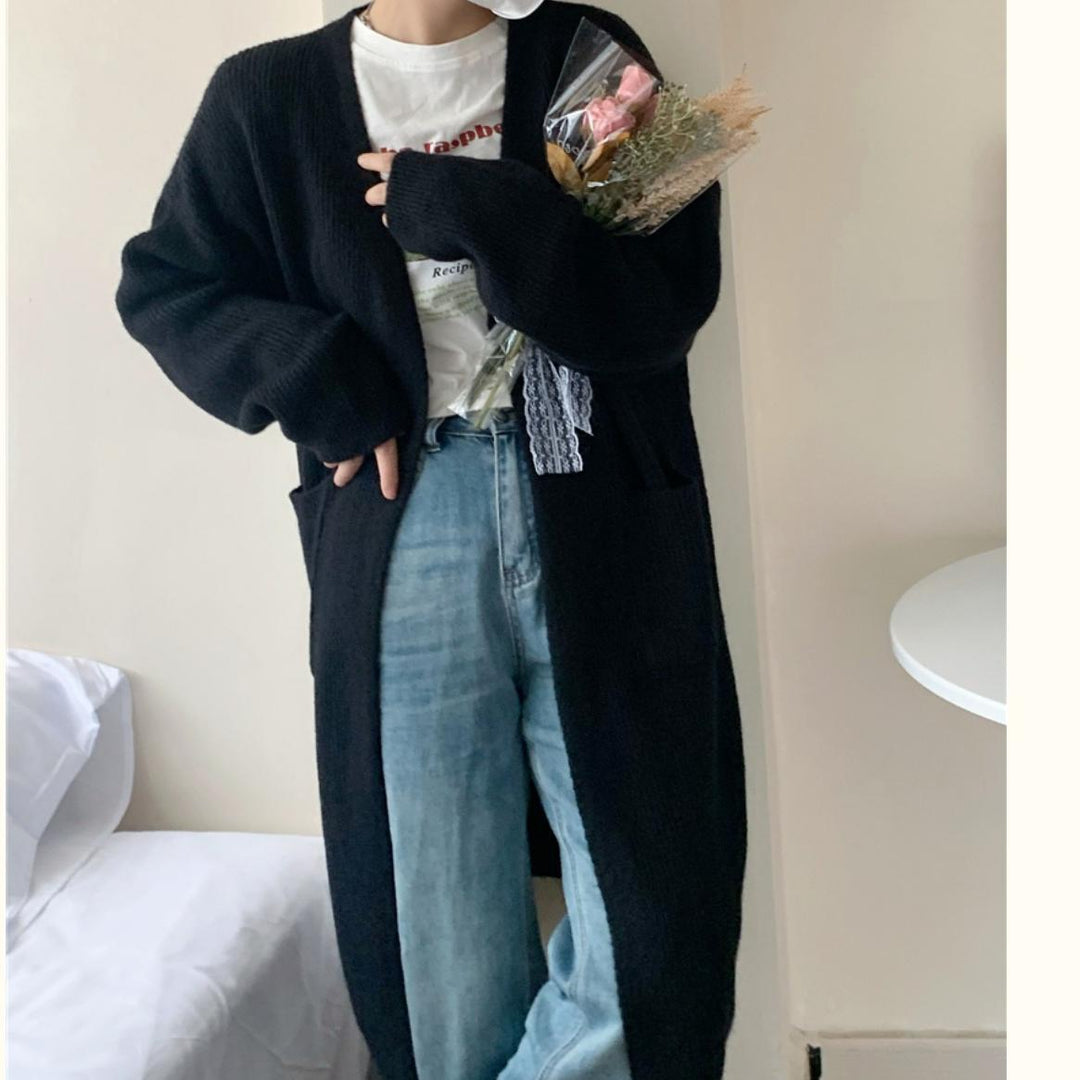 Damen Weicher Strickmantel mit großzügigen Taschen und weitem Schnitt EB