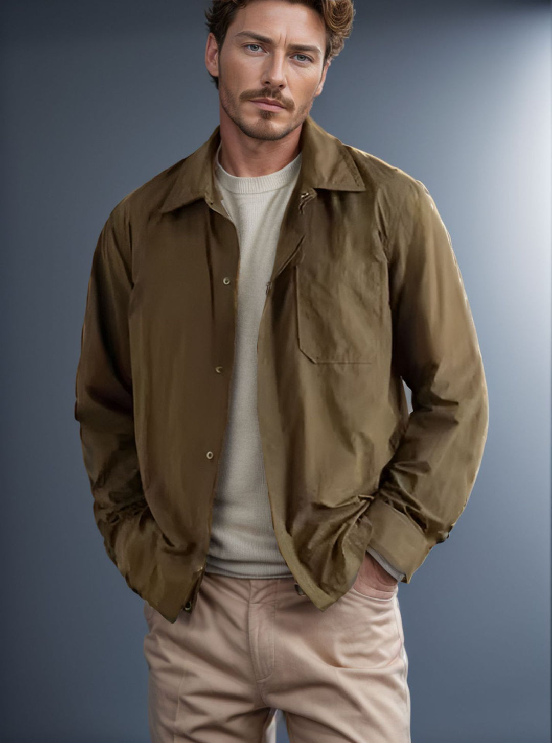 Herren leichte Freizeitjacke mit praktischem Druckknopfverschluss und modernem Schnitt EB