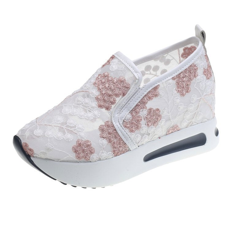 Damen Slip-On Sneakers mit floraler Stickerei EB