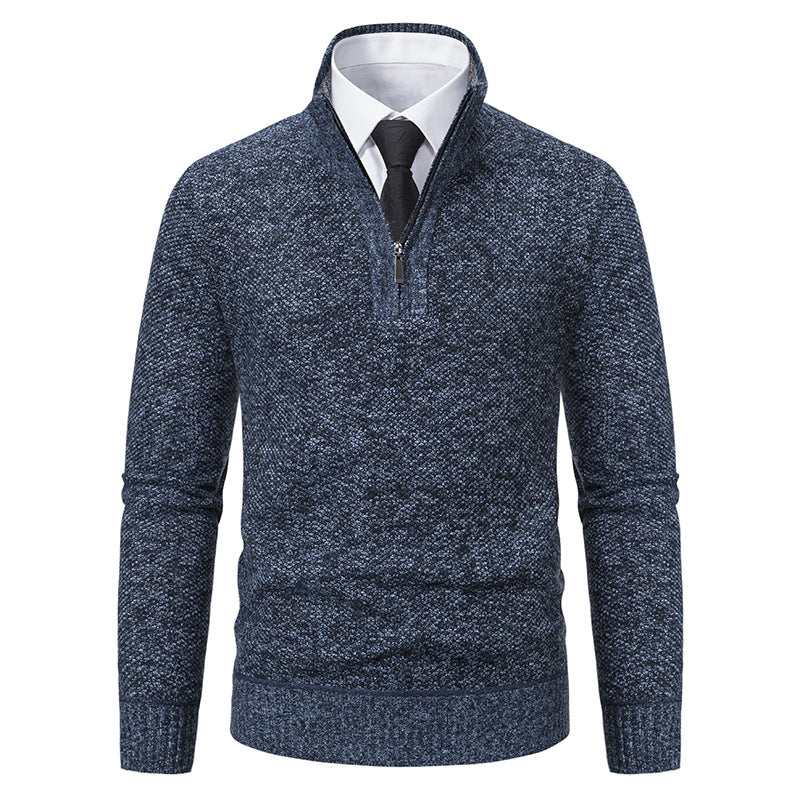 Herren Pullover mit modernem Reißverschluss und strukturierter Oberfläche EB