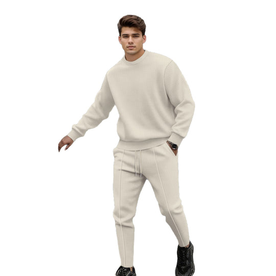 Herren lässiger Strickpullover und Jogginghose mit elastischem Bund EB