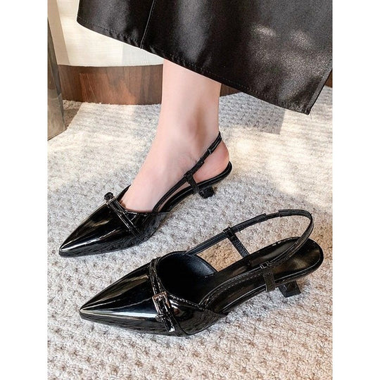 Damen spitze Slingback Ballerinas mit eleganter Schnalle EB