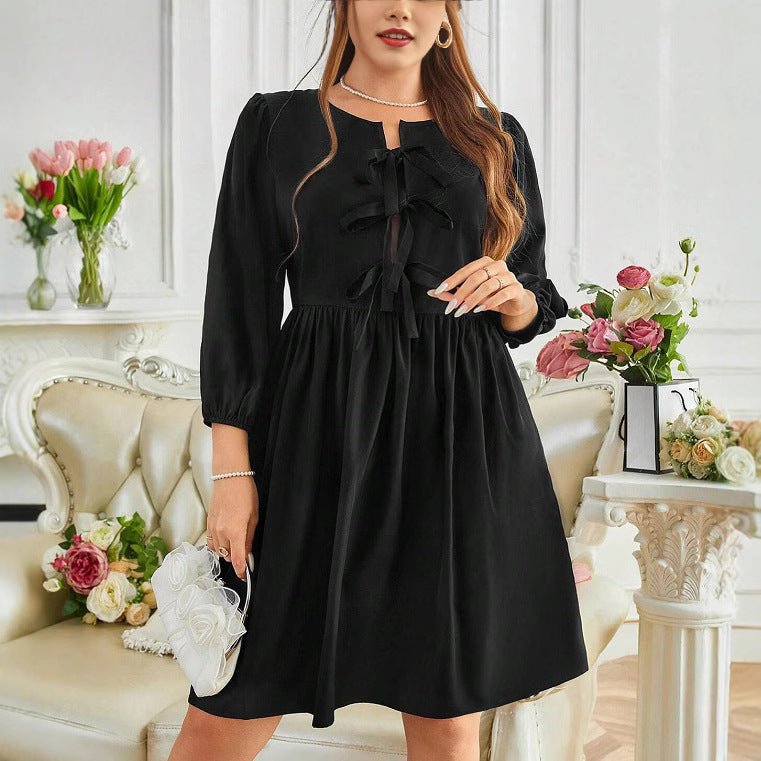 Damen Freizeitkleid mit eleganten Rüschendetails und tailliertem Schnitt EB