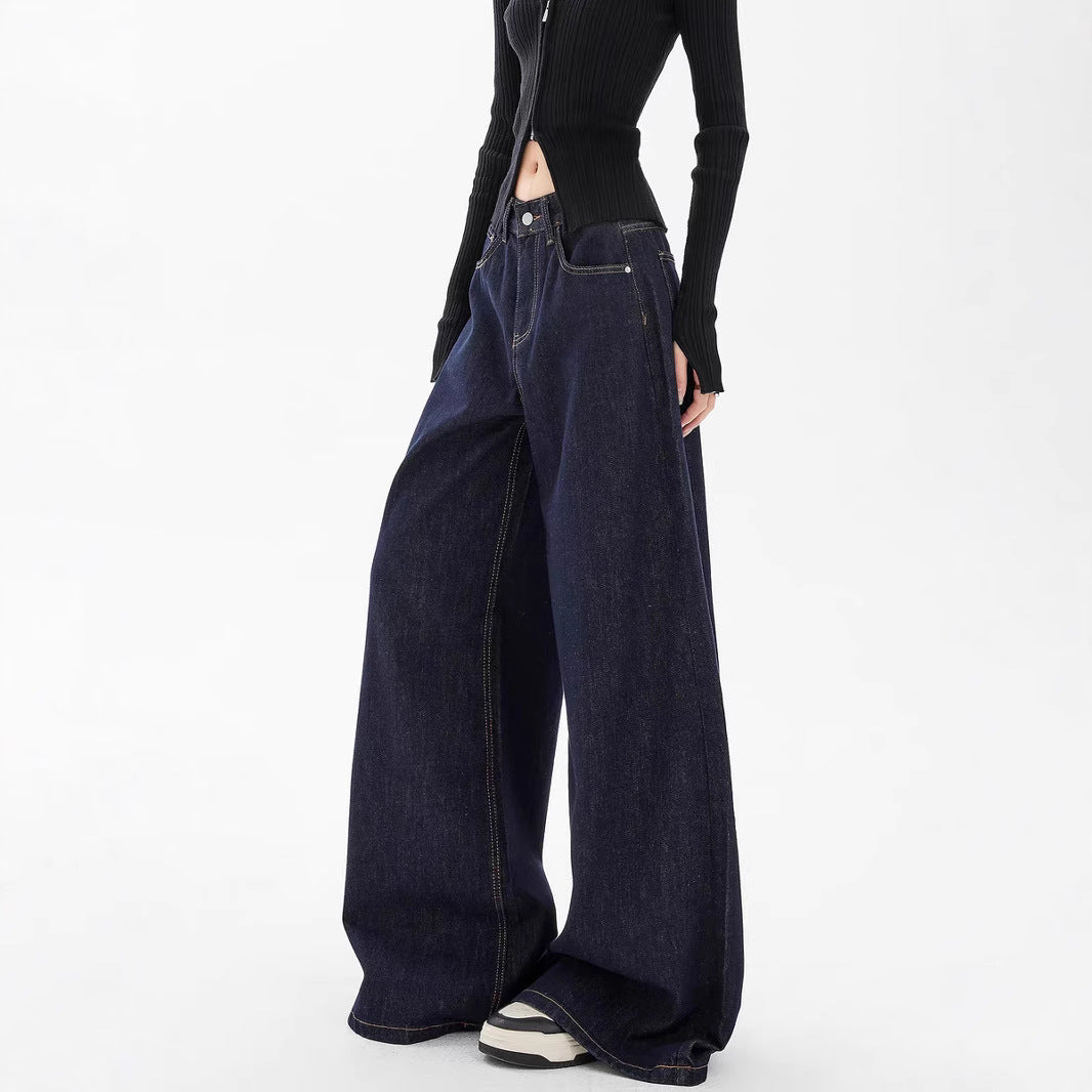 Damen weite Denim-Jeans im lässigen Stil mit hoch geschnittenem Bund und modernen Features EB