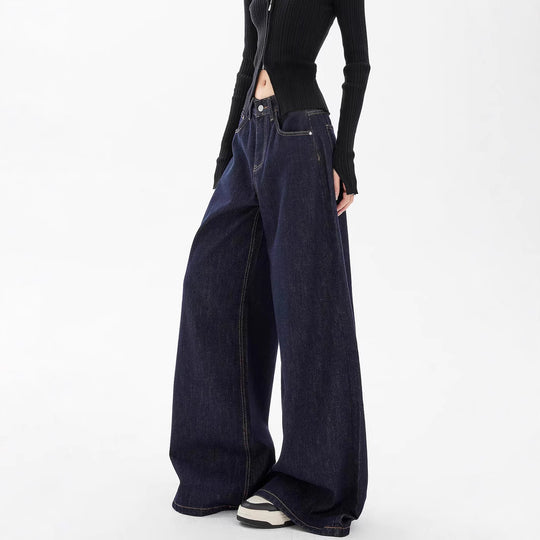 Damen weite Denim-Jeans im lässigen Stil mit hoch geschnittenem Bund und modernen Features EB