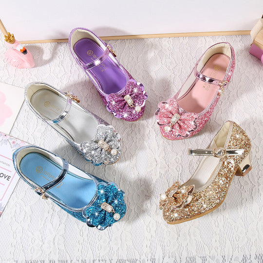 Mädchen Glitzernde Ballerinas mit Schleifenapplikation EB