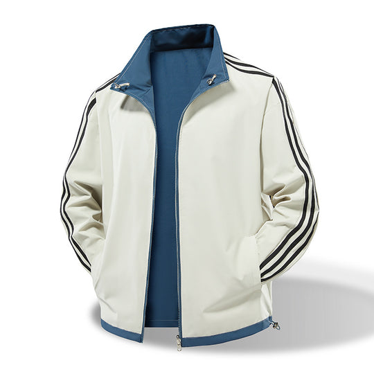 Herren  leichte Trackjacke mit Kontrast-Dreistreifenärmeldetail EB