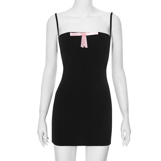 Damen Minikleid mit zarter Satin-Schleife und figurbetontem Schnitt EB