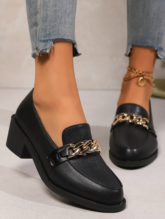 Damen Elegante Mokassins mit modischem Kettenbesatz EB