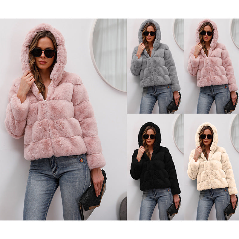 Damen weiche Fleecejacke mit Kapuze EB