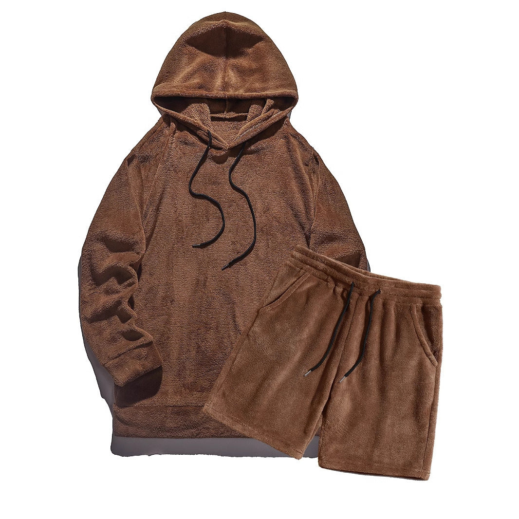 Herren Kuscheliges Hoodie-Shorts-Set EB