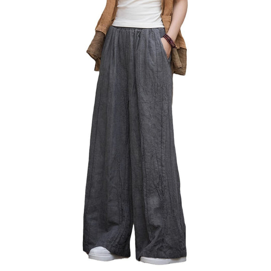 Damen weite Leinenhose mit eleganter Textur EB