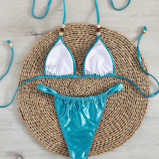 Damen Triangel-Bikini mit elegantem Falten-Design EB