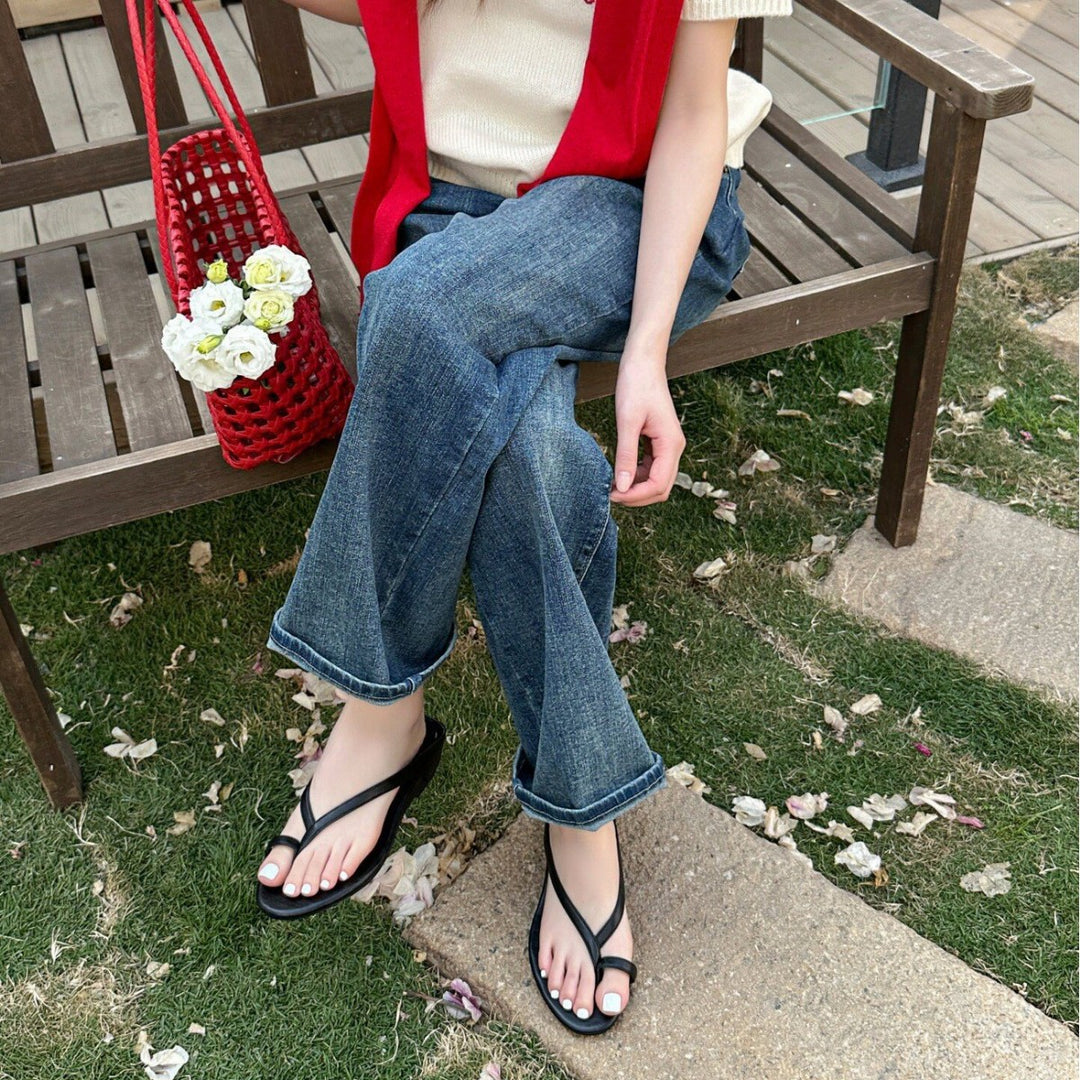 Damen Minimalistische Flip-Flops mit Komfortsohle und elegantem Detail EB